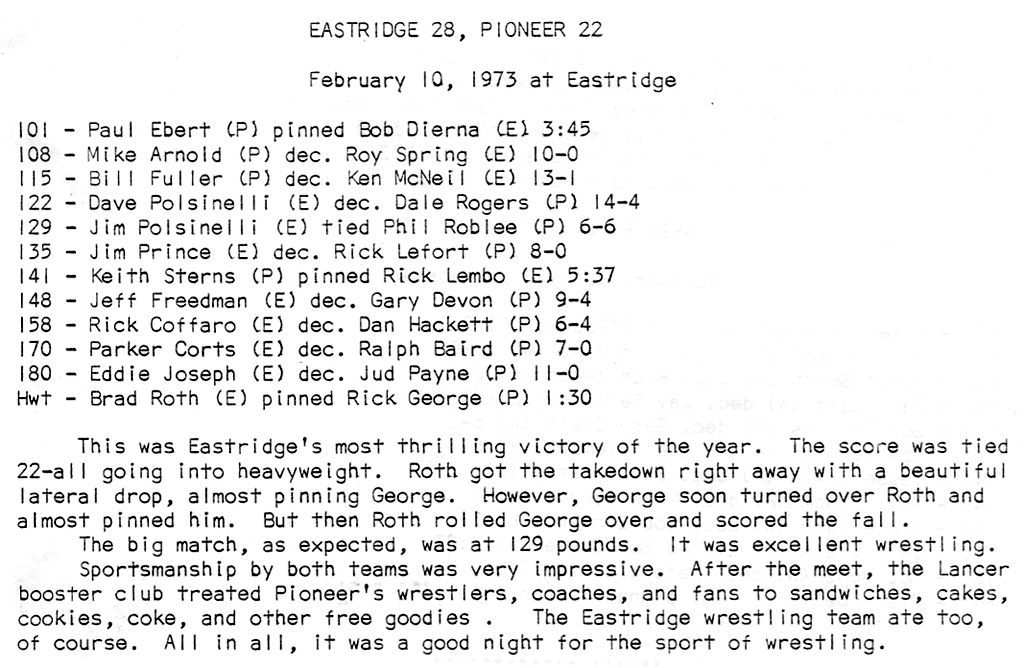 Eastridge 28, Pioneer 22