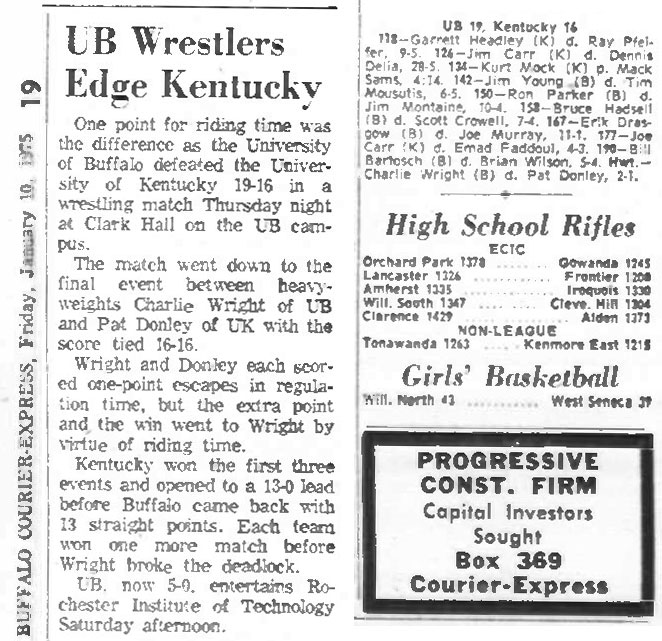 UB Wrestlers Edge Kentucky