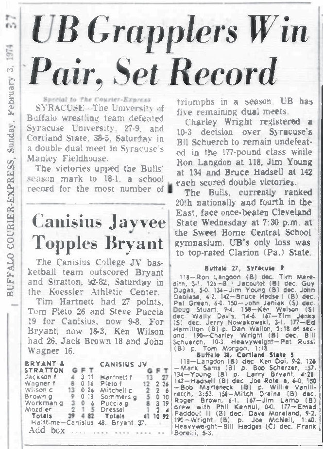 UB Grapplers Win Pair, Set Record