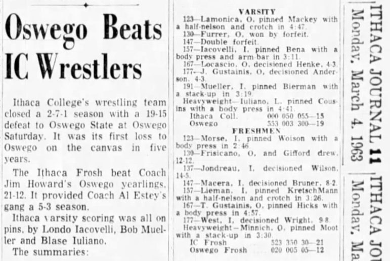 Oswego Beats IC Wrestlers