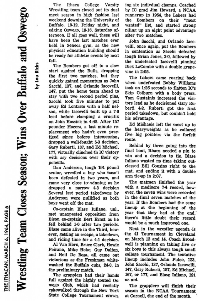 Ithaca Wrestling Team Closes Season