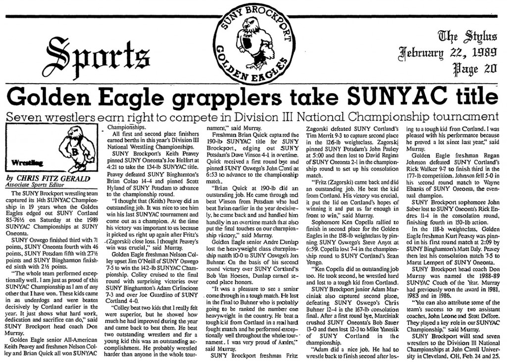 Golden Eagle grapplers take SUNYAC title