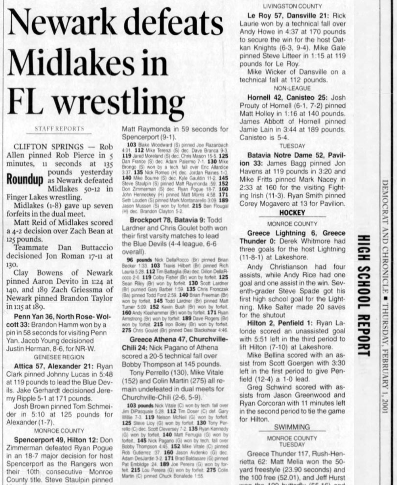 Newark defeats Midlakes in FL wrestling