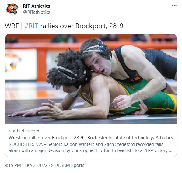 RIT rallies over Brockport