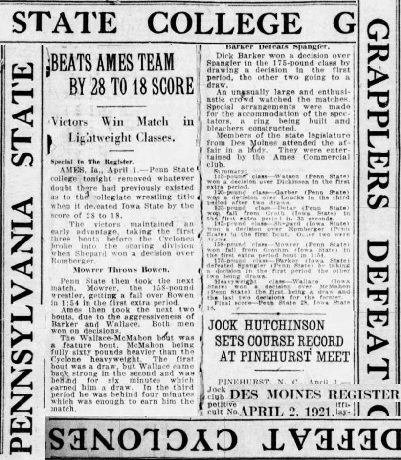 Penn State Grapplers Defeat Cyclones