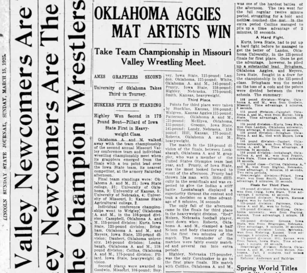 Oklahoma Aggies Mat Artists Win