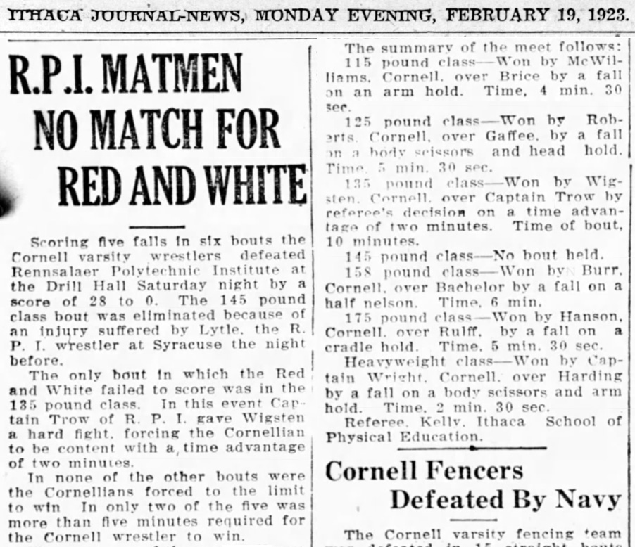 R.P.I. Matmen No Match For Red And White