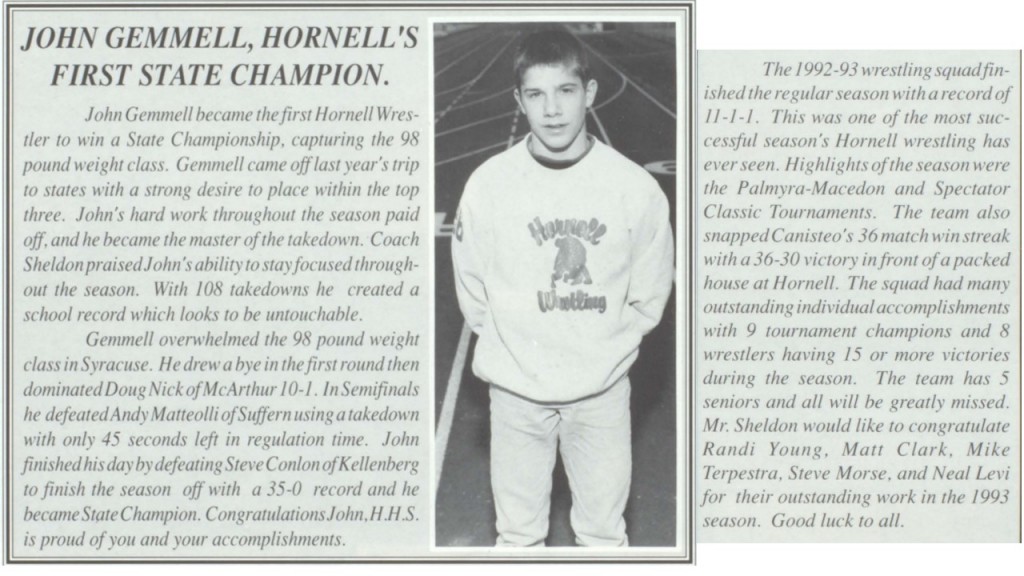 First Hornell NY State Champion John Gemmell 98 lbs.