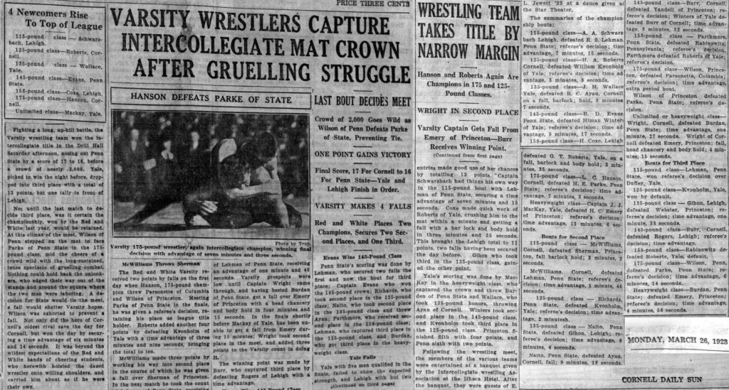 Cornell Wrestlers Capture Intercollegiate Mat Crown After Grueling Struggle