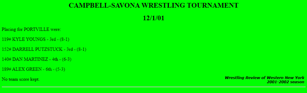Campbell-Savona Wrestling Tournament