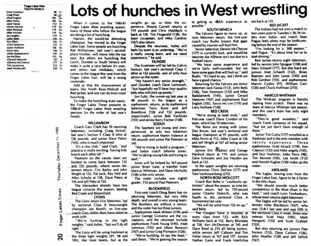 Lots of hunches in West wrestling