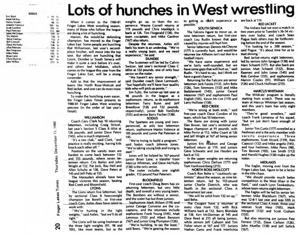 Lots of hunches in West wrestling
