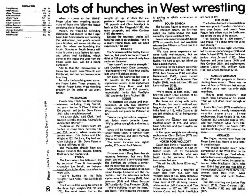 Lots of hunches in West wrestling