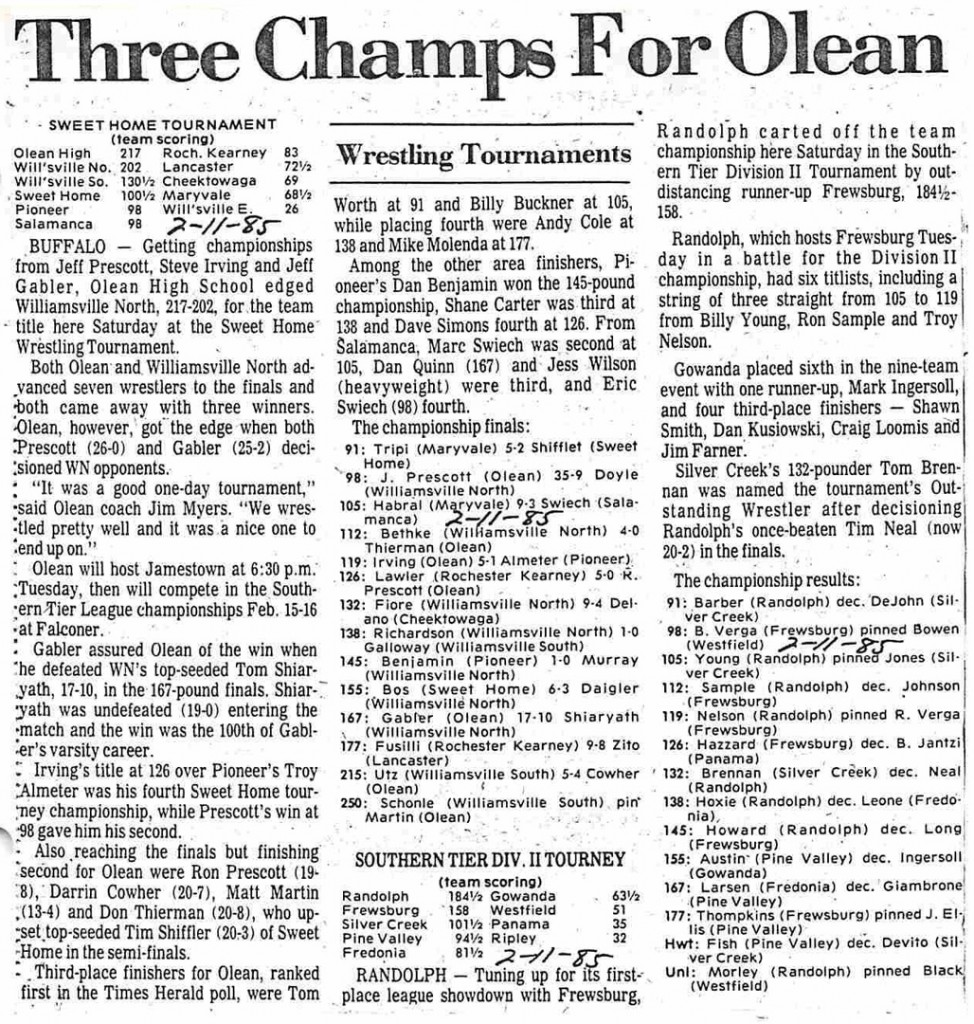 Three Champs For Olean