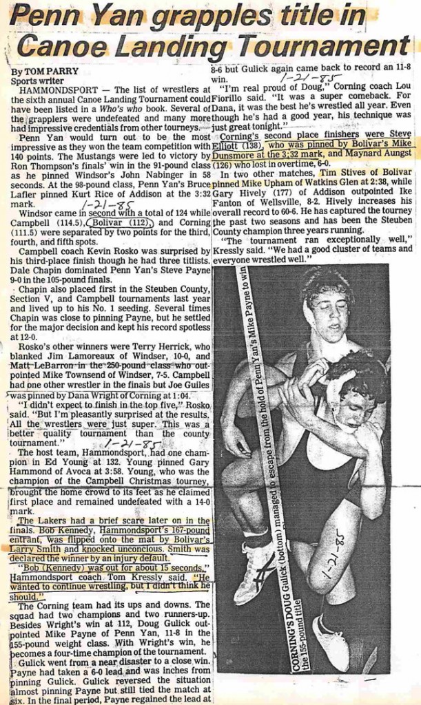 Penn Yan grapples title in Canoe Landing Tournament