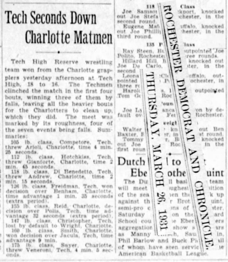 Tech Seconds Down Charlotte Matmen