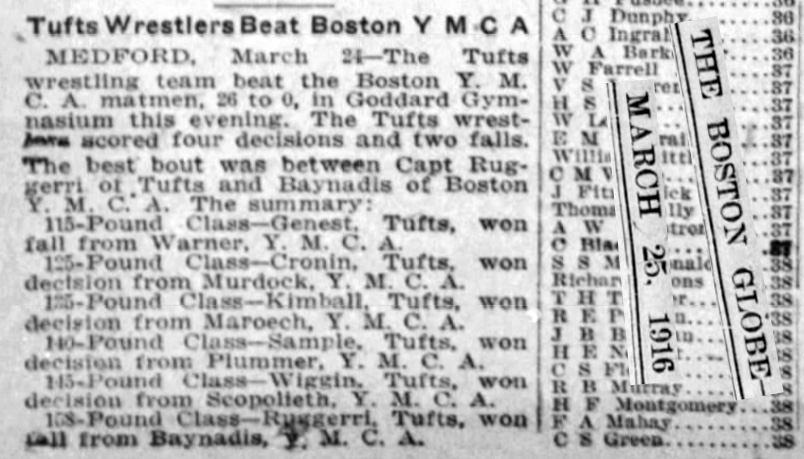 Tufts Wrestlers Beat Boston YMCA