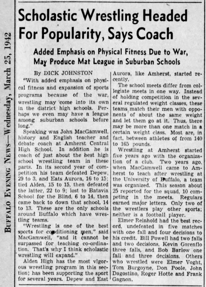 Scholastic Wrestling Headed For Popularity, Says Coach