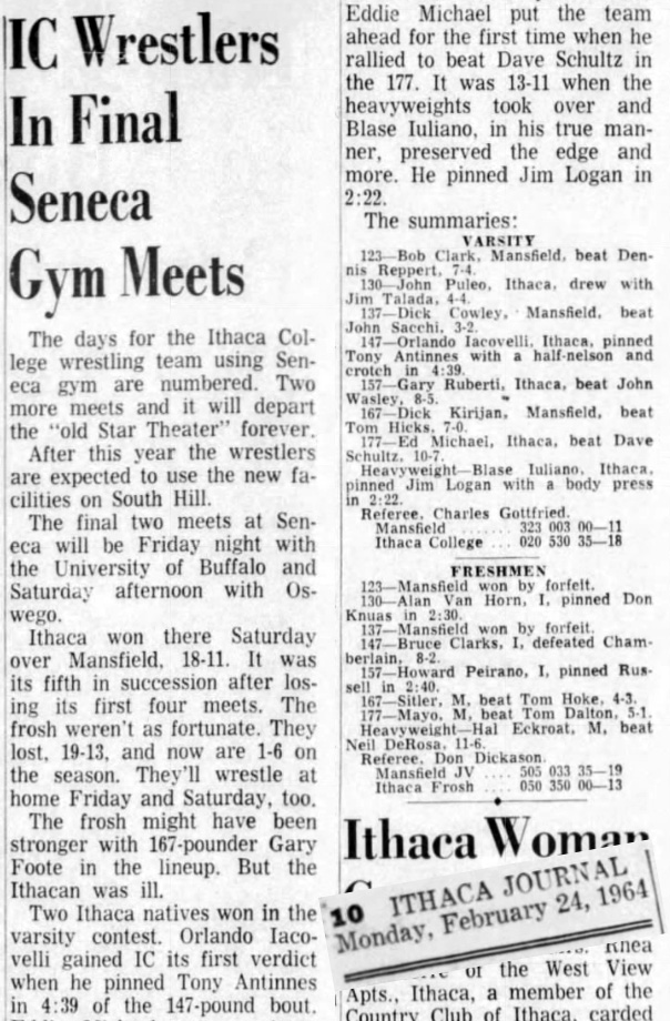 IC Wrestlers In Final Seneca Gym Meets