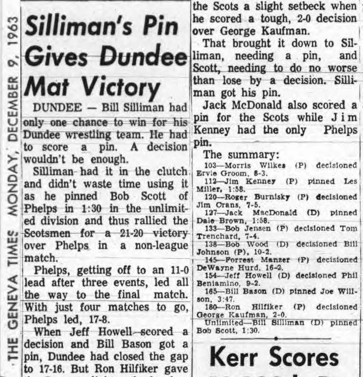 Silliman's Pin Gives Dundee Mat Victory