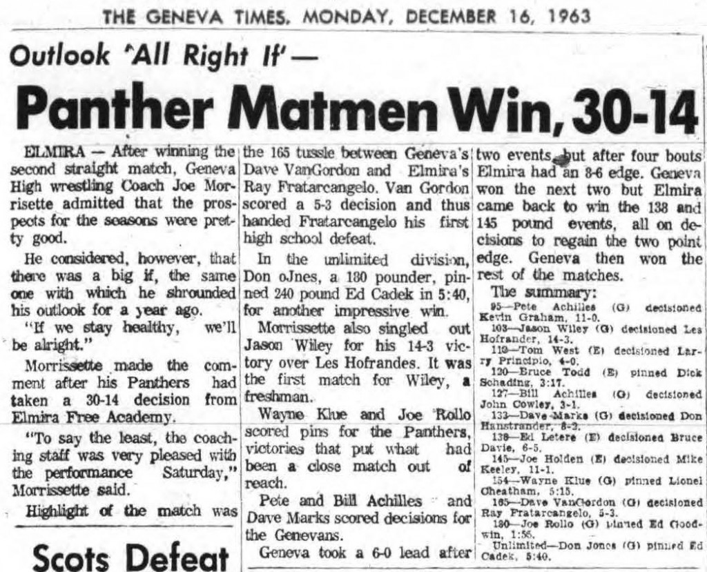 Panther Matmen Win, 30-14; Outlook 'All Right If'