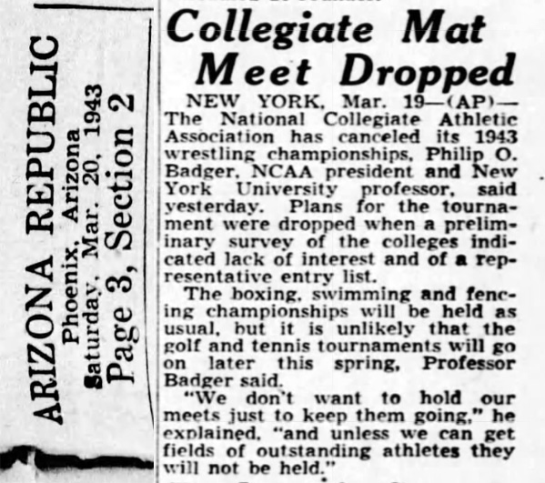 Collegiate Mat Meet Dropped