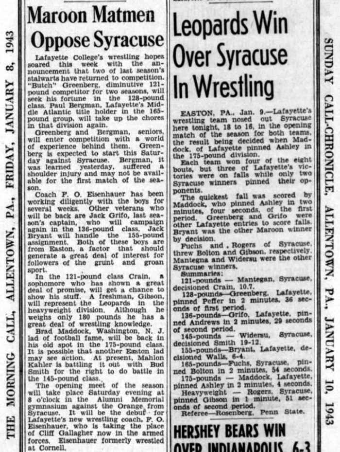 Leopards Win Over Syracuse In Wrestling