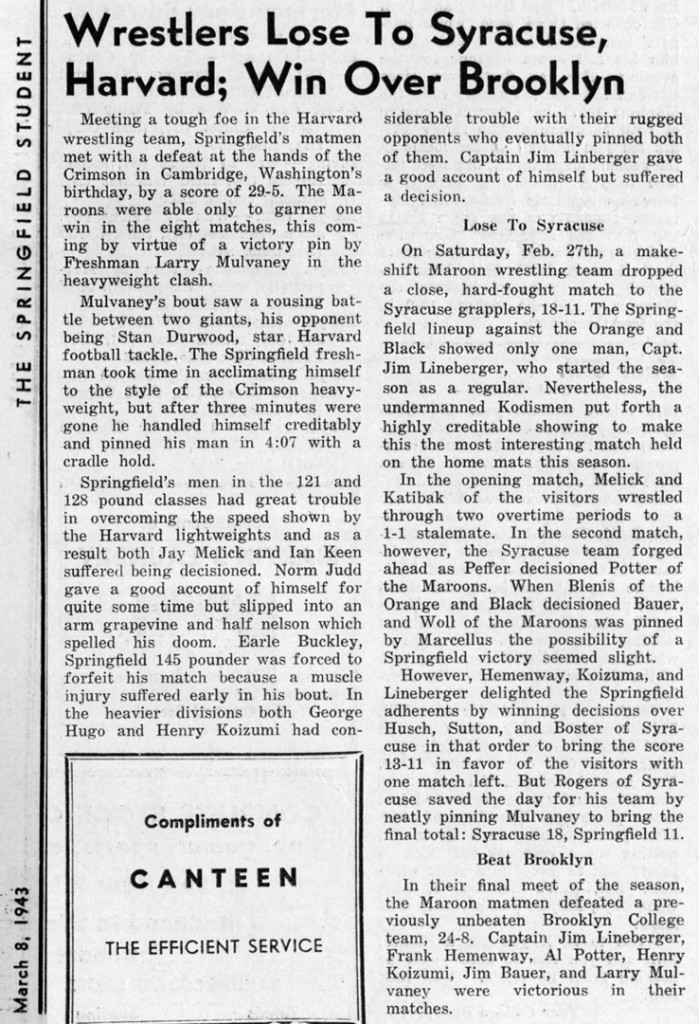 Springfield Wrestlers Lose To Syracuse