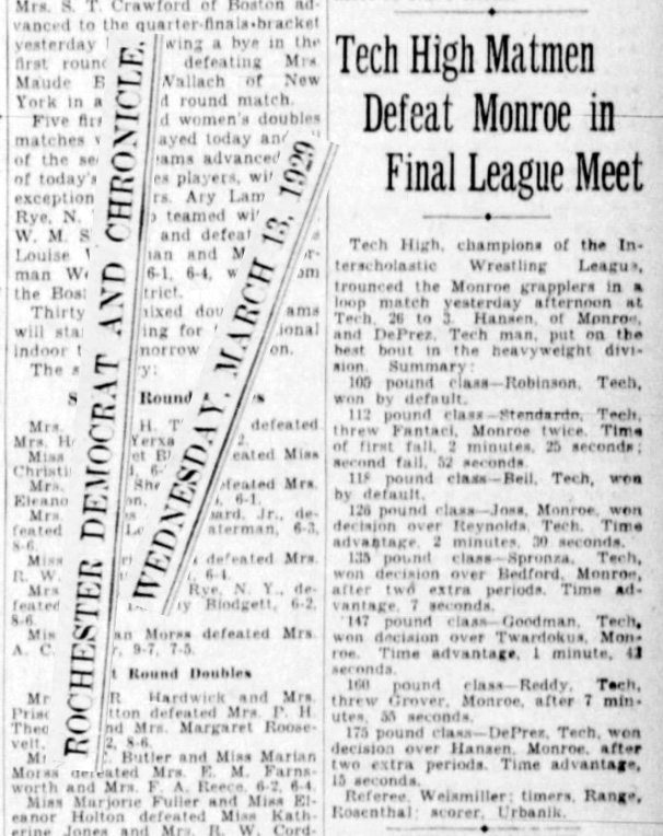 Tech High Matmen Defeat Monroe in Final League Meet