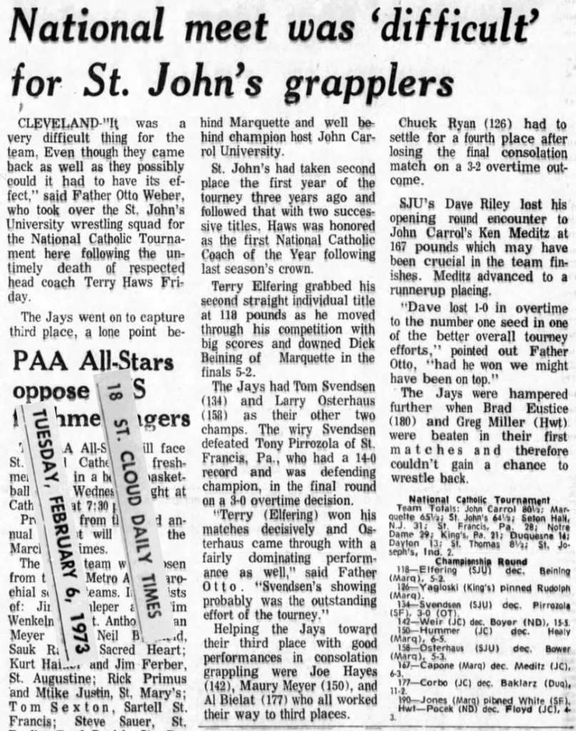 National meet was difficult for St. John's grapplers