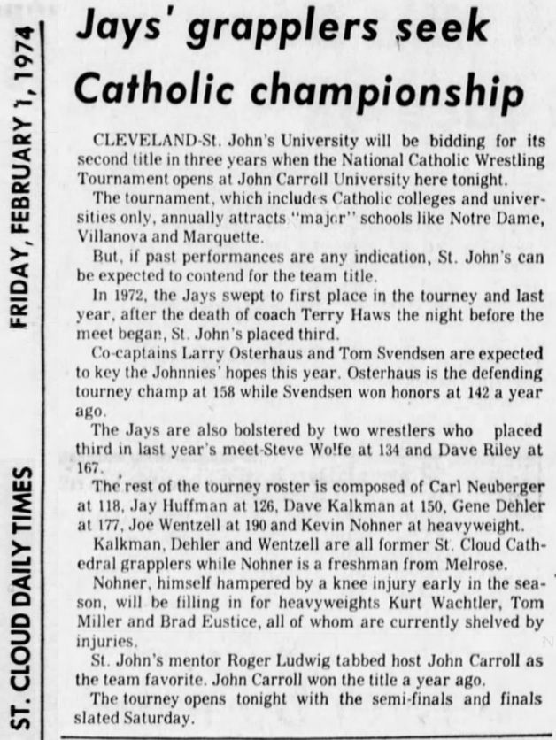 Jay's grapplers seek Catholic championship