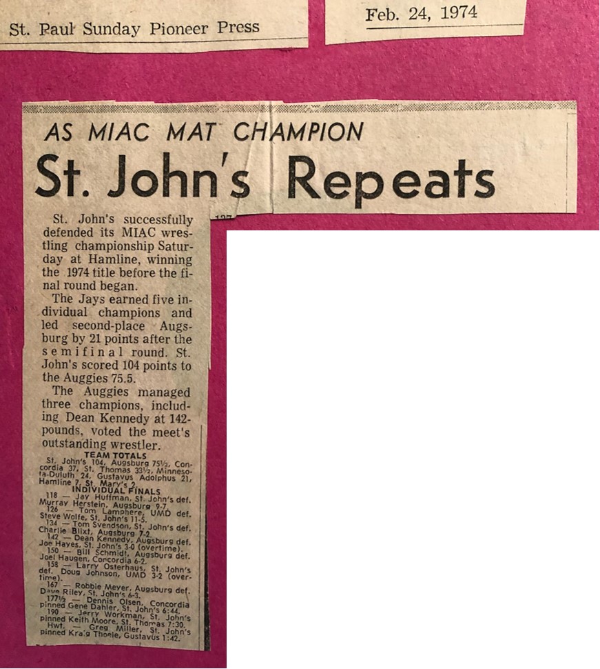 St. John's Repeats as MIAC Mat Champion