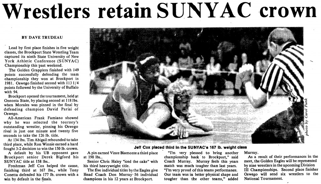 Brockport Wrestlers Retain SUNYAC Crown