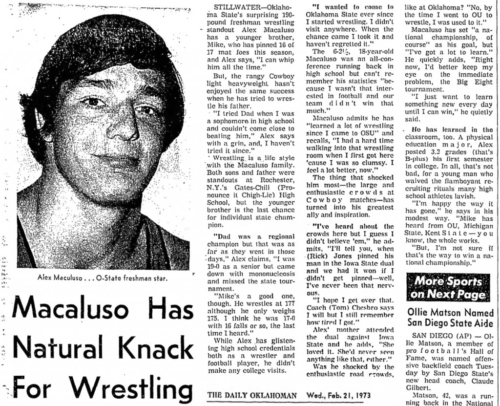 Macaluso Has Natural Knack For Wrestling
