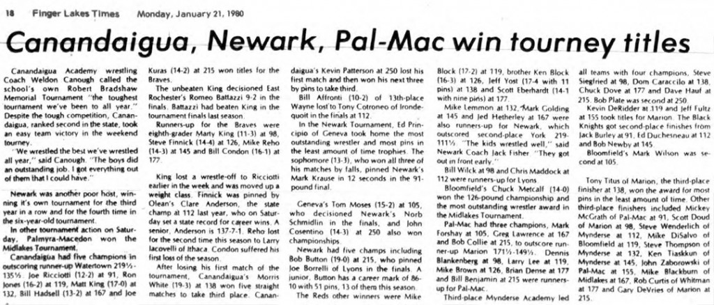 Canandaigua, Newark, Pal-Mac win tourneys