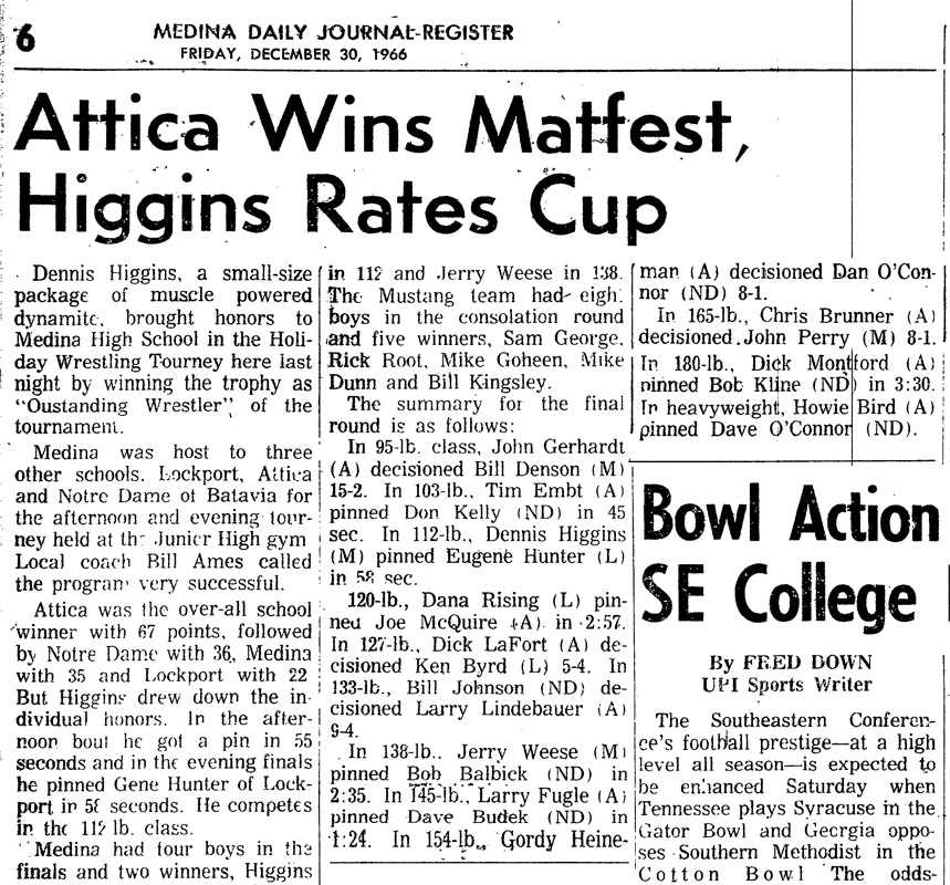 Attica Wins Matfest, Higgins Rates Cup
