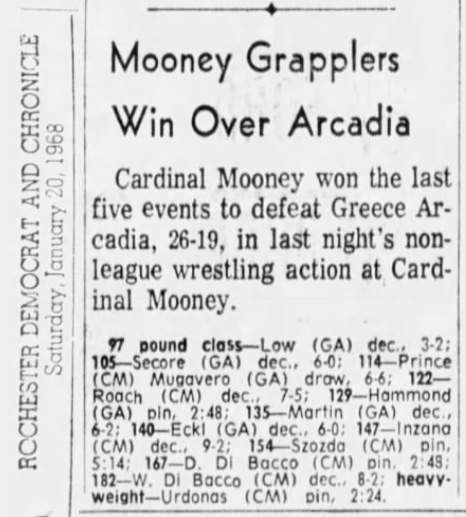 Mooney Grapplers Win Over Arcadia