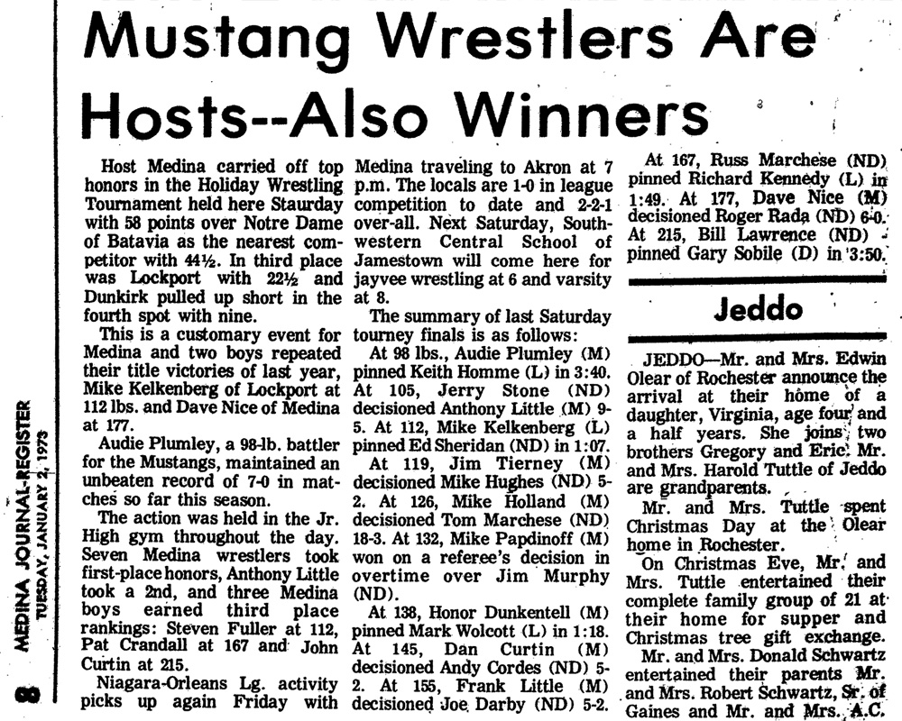 Mustang Wrestlers Are Hosts--Also Winners