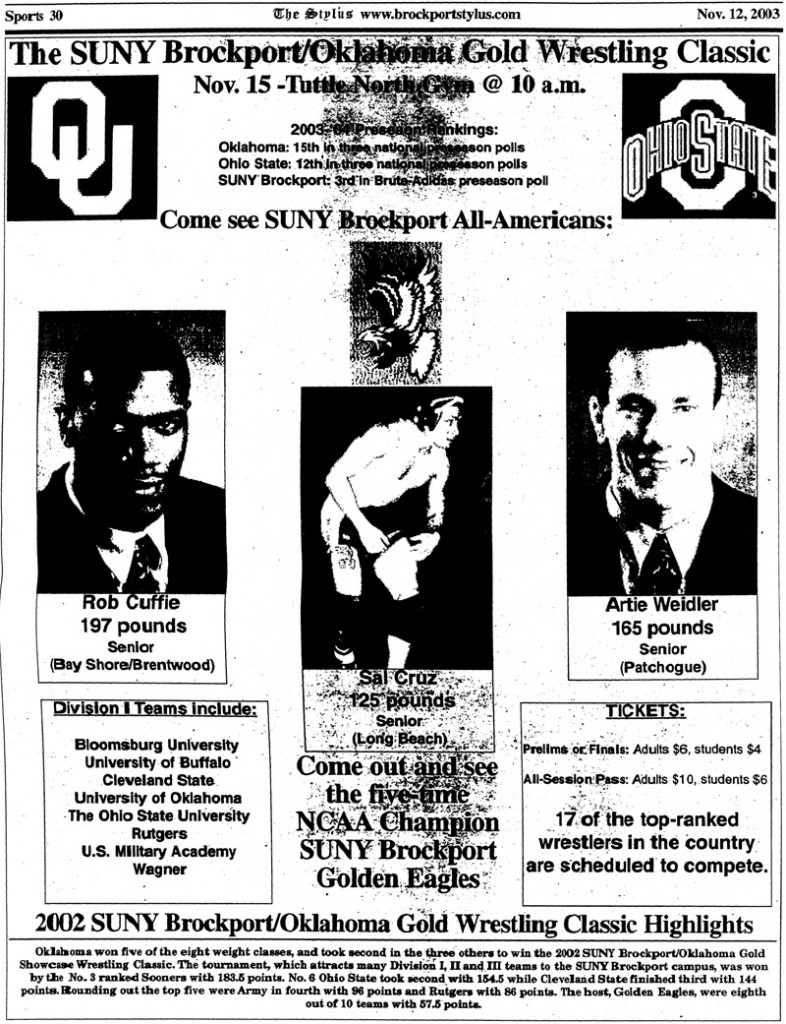 The SUNY Brockport/Oklahoma Gold Wrestling Classic