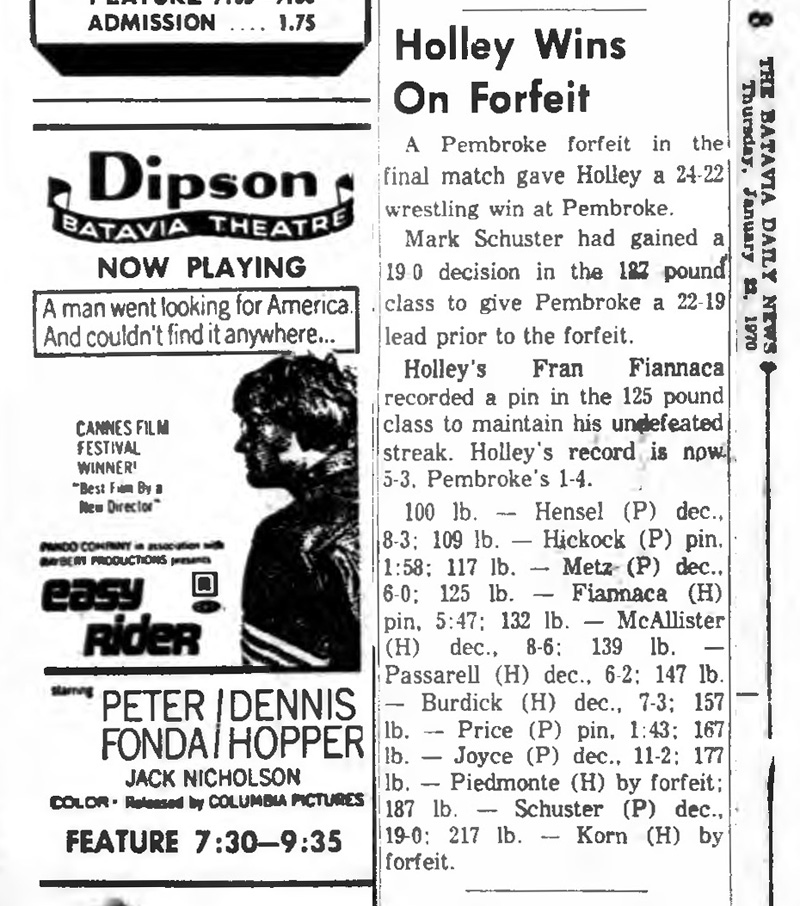 Holley Wins On Forfeit