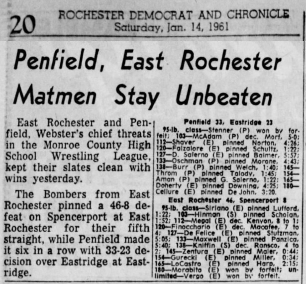 Penfield, East Rochester Matmen Stay Unbeaten