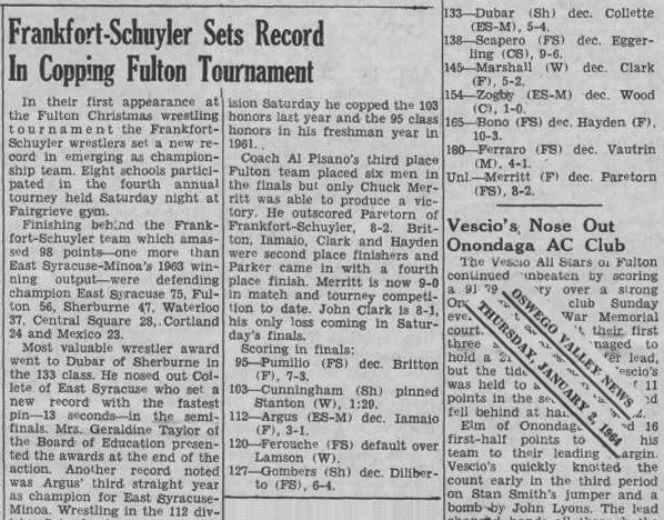 Frankfort-Schuyler Sets Record In Copping Fulton Tournament