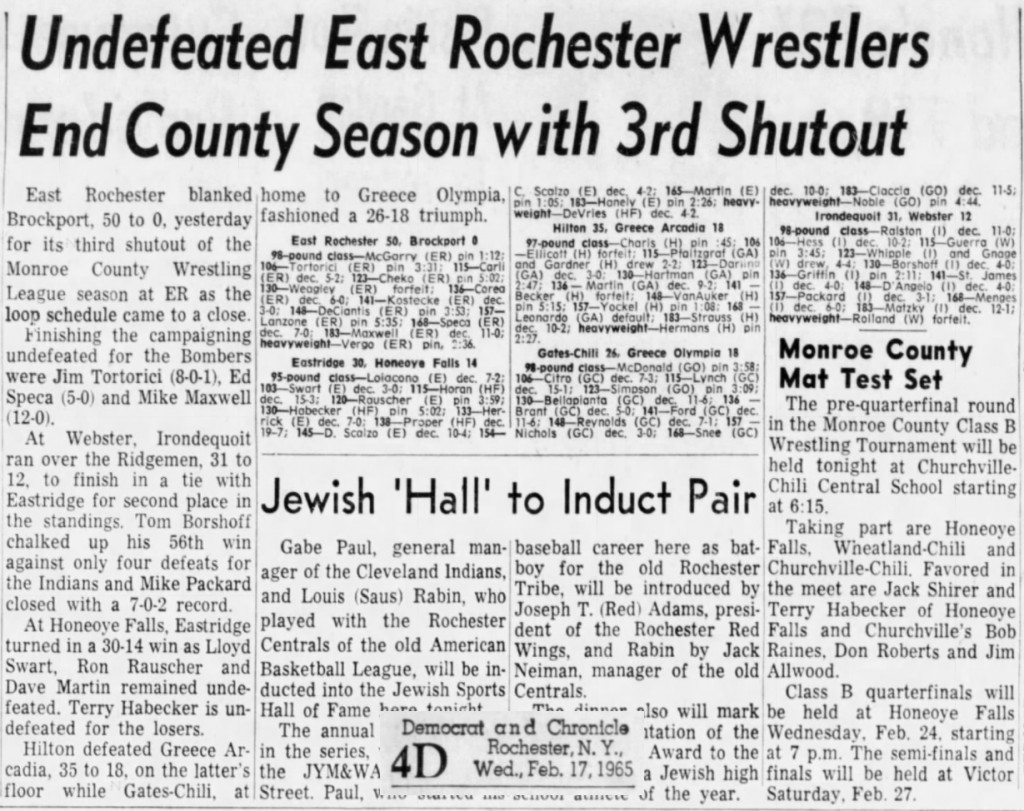Undefeated East Rochester Wrestlers End County Season with 3rd Shutout