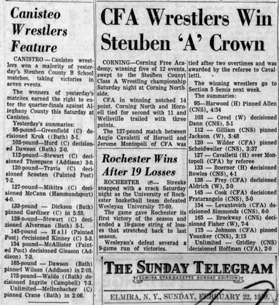 CFA Wrestlers Win Steuben A Crown