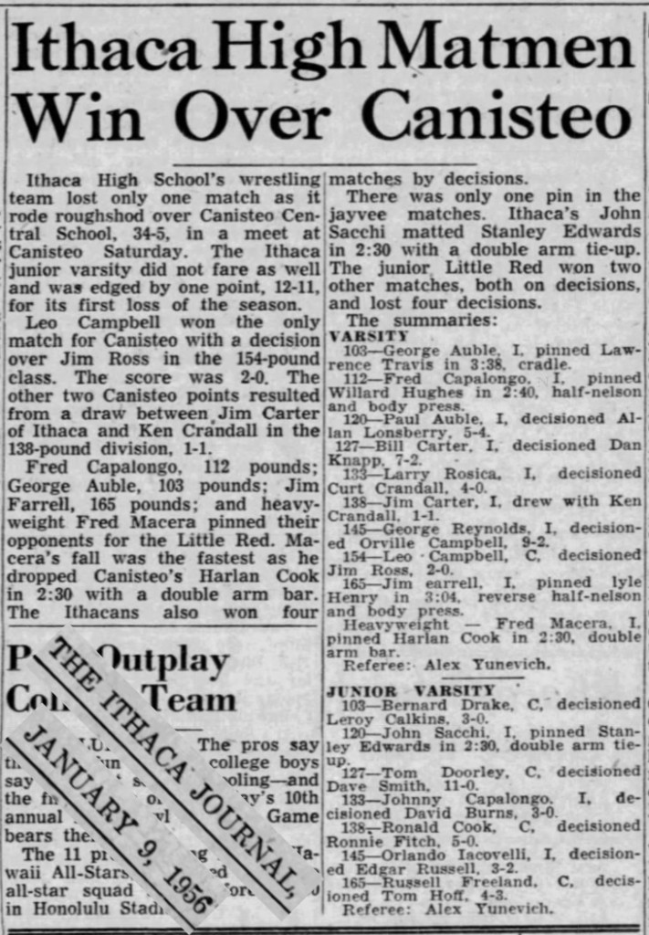 Ithaca High Matmen Win Over Canisteo