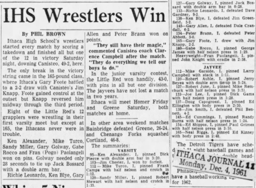 Ithaca HS Wrestlers Win