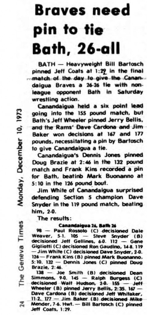 Braves need pin to tie Bath, 26-all