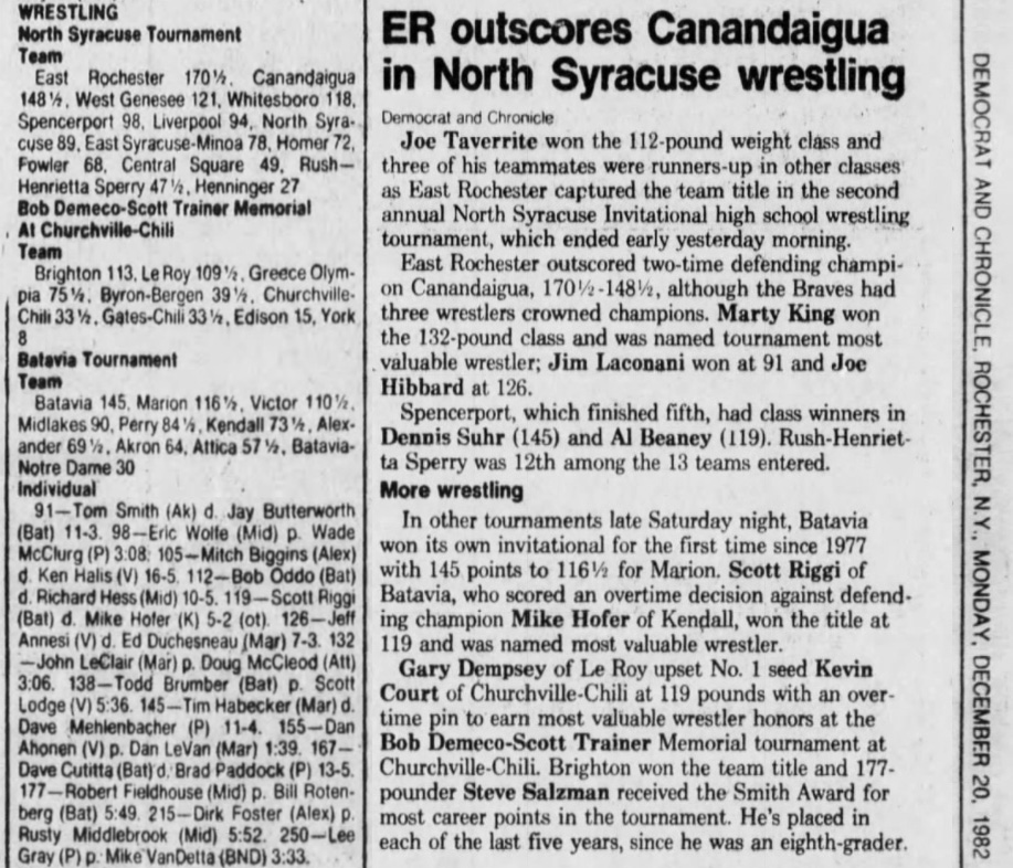 ER outscores Canandaigua in North Syracuse wrestling