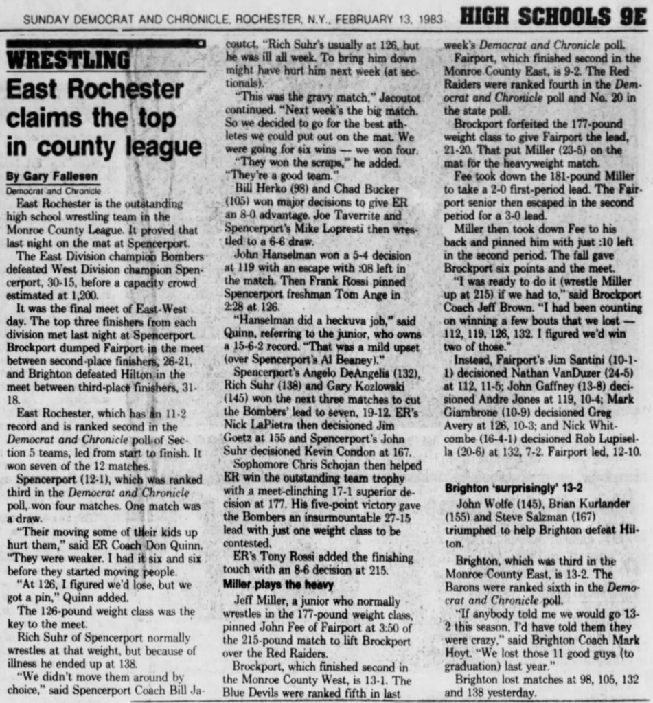 East Rochester claims top in county league