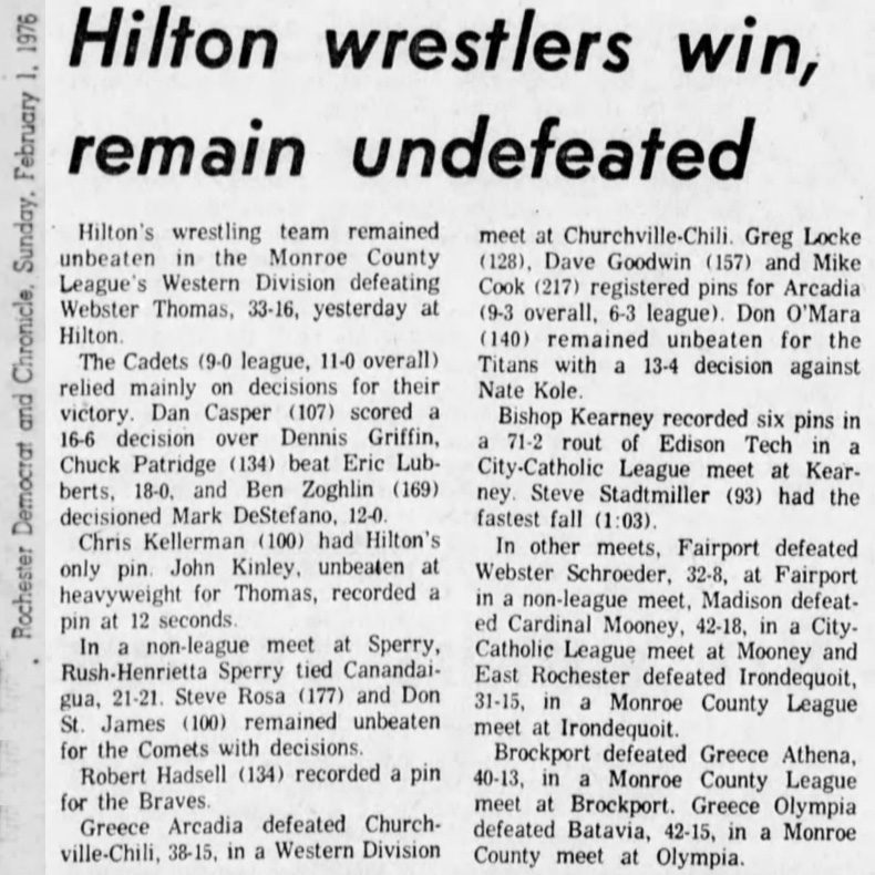Hilton wrestlers win, remain undefeated